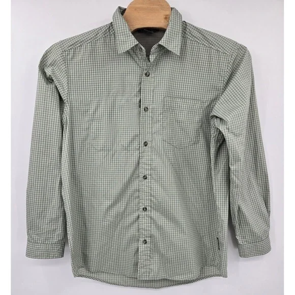 ExOfficio Shirt Mens XL Green Gingham Check Botton Up Vented Hiking Outdoor - Picture 2 of 10